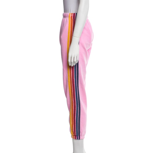 Aviator Nation Pants - Aviator Nation Pink Five Stripe Sweatpants